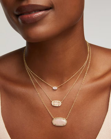 Elisa Gold Pendant Necklace in Rose Quartz